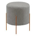 Ver imagem 1 de Puff Banqueta Decorativo Base Metal Tecido em Linho - Cinza/Bronze