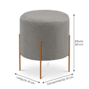 Ver imagem 2 de Puff Banqueta Decorativo Base Metal Tecido em Linho - Cinza/Bronze
