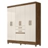 Guarda Roupa Casal New Mafra 7 Portas e 2 Gavetas Castanho Wood/off White - Moval - 1