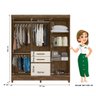 Guarda Roupa Casal New Mafra 7 Portas e 2 Gavetas Castanho Wood/off White - Moval - 4