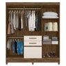 Guarda Roupa Casal New Mafra 7 Portas e 2 Gavetas Castanho Wood/off White - Moval - 3