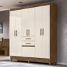 Guarda Roupa Casal New Mafra 7 Portas e 2 Gavetas Castanho Wood/off White - Moval - 2