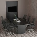 Ver mais imagens de Mesa de Reunião para Escritório com Painel 8 Lugares Preto