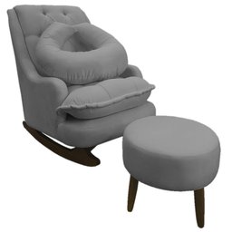 Kit Amamentação com Balanço Suede Cinza - Dominic Decor Lille - 1