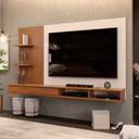 Ver imagem 3 de Painel para Tv 1,90m até 60 Polegadas Detalhe Frisado com Nichos Abel Madeirado/off White