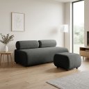 Ver imagem 1 de Sofá 3 Lugares e Puff para Sala Orgânico Nara Base Fixa Moderno Bouclê D03 - D'Rossi