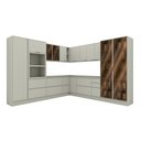 Ver imagem 1 de Cozinha Completa Fineze 13 Portas 10 Gavetas com Vidro 100% MDF Areia Hp - Henn