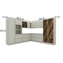 Ver imagem 2 de Cozinha Completa Fineze 13 Portas 10 Gavetas com Vidro 100% MDF Areia Hp - Henn