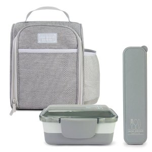 Kit Bolsa Térmica, Marmita, Porta Talheres Joy Cinza
