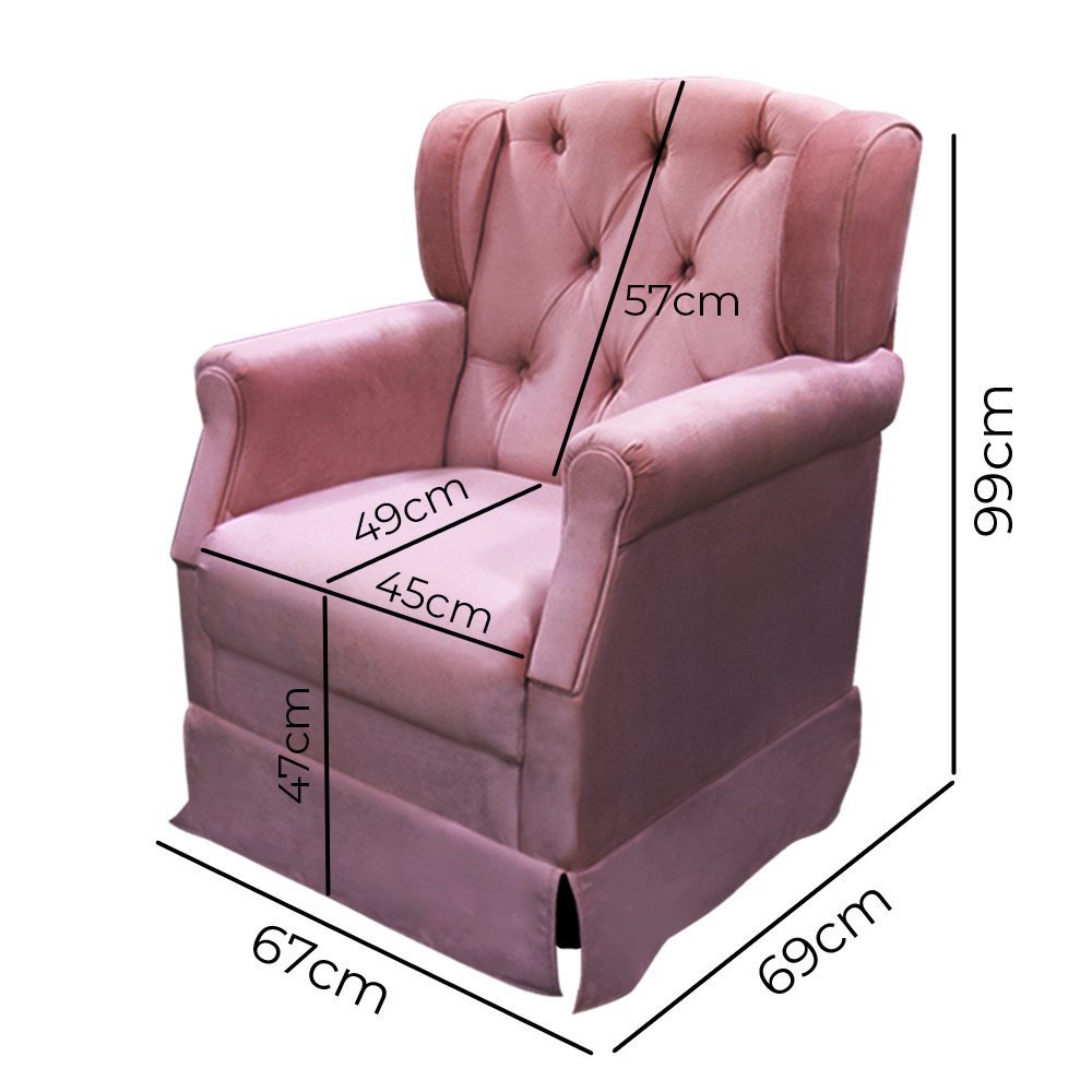 Poltrona Cadeira de Amamentação Balanço + Puff Ternura Veludo - Star Confort - 11