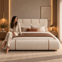 Ver imagem 5 de Conjunto Cama Casal Cabeceira Star Divani Bouclé Premiun Detalhes em Courino Luxouso Moderna Elegant