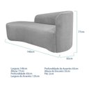 Ver imagem 3 de Recamier Curvo Orgânico 140cm 2 Lugares Lado Esquerdo para Sala de Estar Linho Paris Cinza Claro