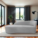Ver imagem 1 de Recamier Curvo Orgânico 140cm 2 Lugares Lado Esquerdo para Sala de Estar Linho Paris Cinza Claro