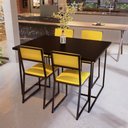 Ver imagem 1 de Conjunto Mesa de Jantar Retangular Preto 4 Cadeiras Preta Riviera Industrial Don Castro Decor Rivier