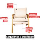 Ver imagem 7 de Kit 2 Poltrona Sala Decorativa Stella Estofada Linho Bege Base Madeira Castanho - Arkell