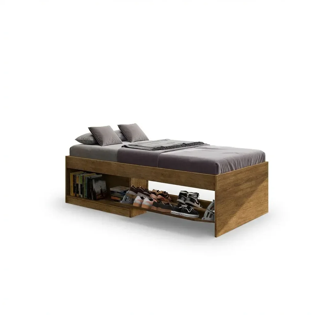 Ver imagem 4 de Cama Solteiro com Sapateira e Nicho Laura Jequitibá