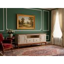 Ver imagem 2 de Rack Hanover 2 Portas 2 Gavetas Nicho Pés Luis Xv 75 X 195 X 40 Cm (a X L X P) - Cor Offwhite/imbuia