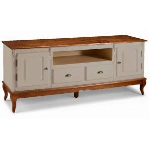 Rack Hanover 2 Portas 2 Gavetas Nicho Pés Luis Xv 75 X 195 X 40 Cm (a X L X P) - Cor Offwhite/imbuia