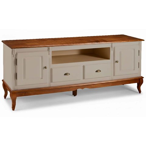 Rack Hanover 2 Portas 2 Gavetas Nicho Pés Luis Xv 75 X 195 X 40 Cm (a X L X P) - Cor Offwhite/imbuia