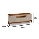 Ver imagem 3 de Rack Hanover 2 Portas 2 Gavetas Nicho Pés Luis Xv 75 X 195 X 40 Cm (a X L X P) - Cor Offwhite/imbuia