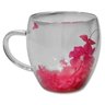 Caneca Xícara Chá Café 250ml Parede Dupla de Vidro com Flores Rosas Primavera Decorativas Presente - 1