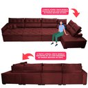 Ver imagem 4 de Sofá de Canto 4.80x2.36m Retrátil e Reclinável com Molas Cama inBox Platinum Direito Suede Vinho