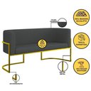 Ver imagem 3 de Kit 2 Poltronas + Sofá 2 Lugares Base de Metal Gold Corino Cor:cinza Cinza
