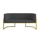 Ver imagem 5 de Kit 2 Poltronas + Sofá 2 Lugares Base de Metal Gold Corino Cor:cinza Cinza