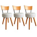 Ver imagem 1 de Kit 3 Cadeiras Jantar Cozinha Estofada Branca com Encosto Madeira Urban