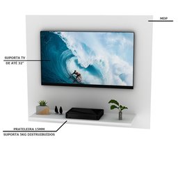 Painel para Tv de até 32 Polegadas 90x78cm Netmobil - Branco - 4