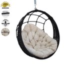 Ver imagem 2 de Balanço Suspenso Ninho Corda Náutica Preta Almofada Impermeável Branco + Mola e Mosquetão