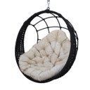 Ver imagem 1 de Balanço Suspenso Ninho Corda Náutica Preta Almofada Impermeável Branco + Mola e Mosquetão