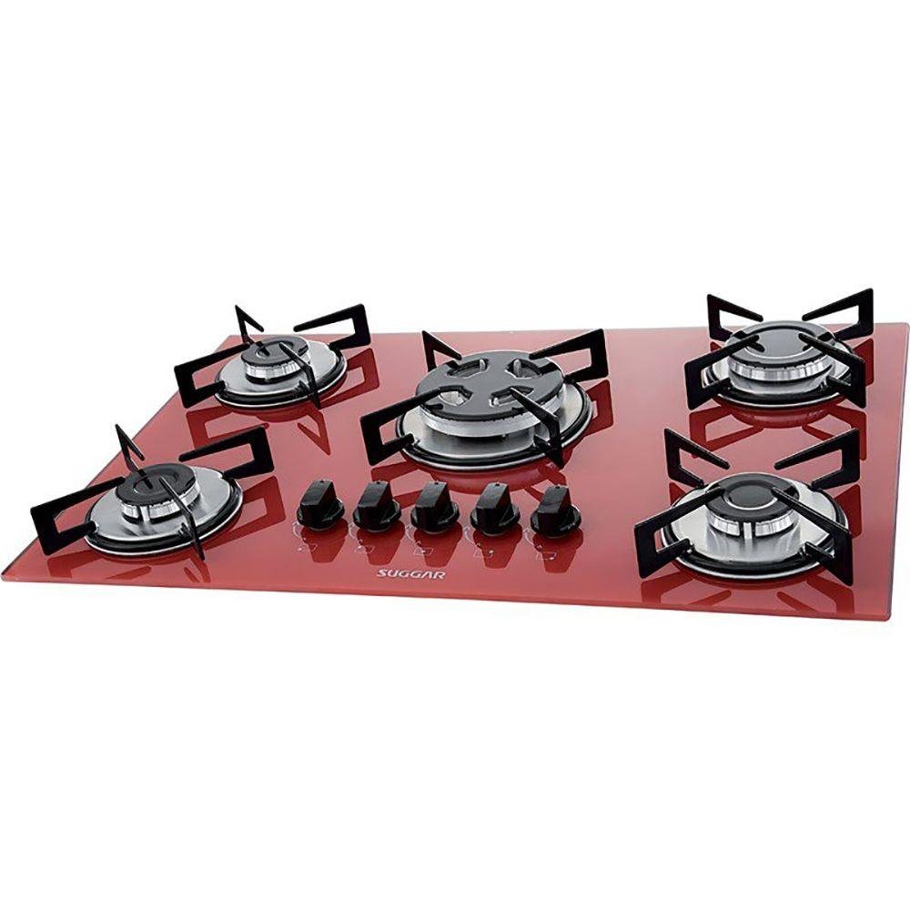 Cooktop à Gás Suggar 5 Queimadores Vermelho Bivolt - 1