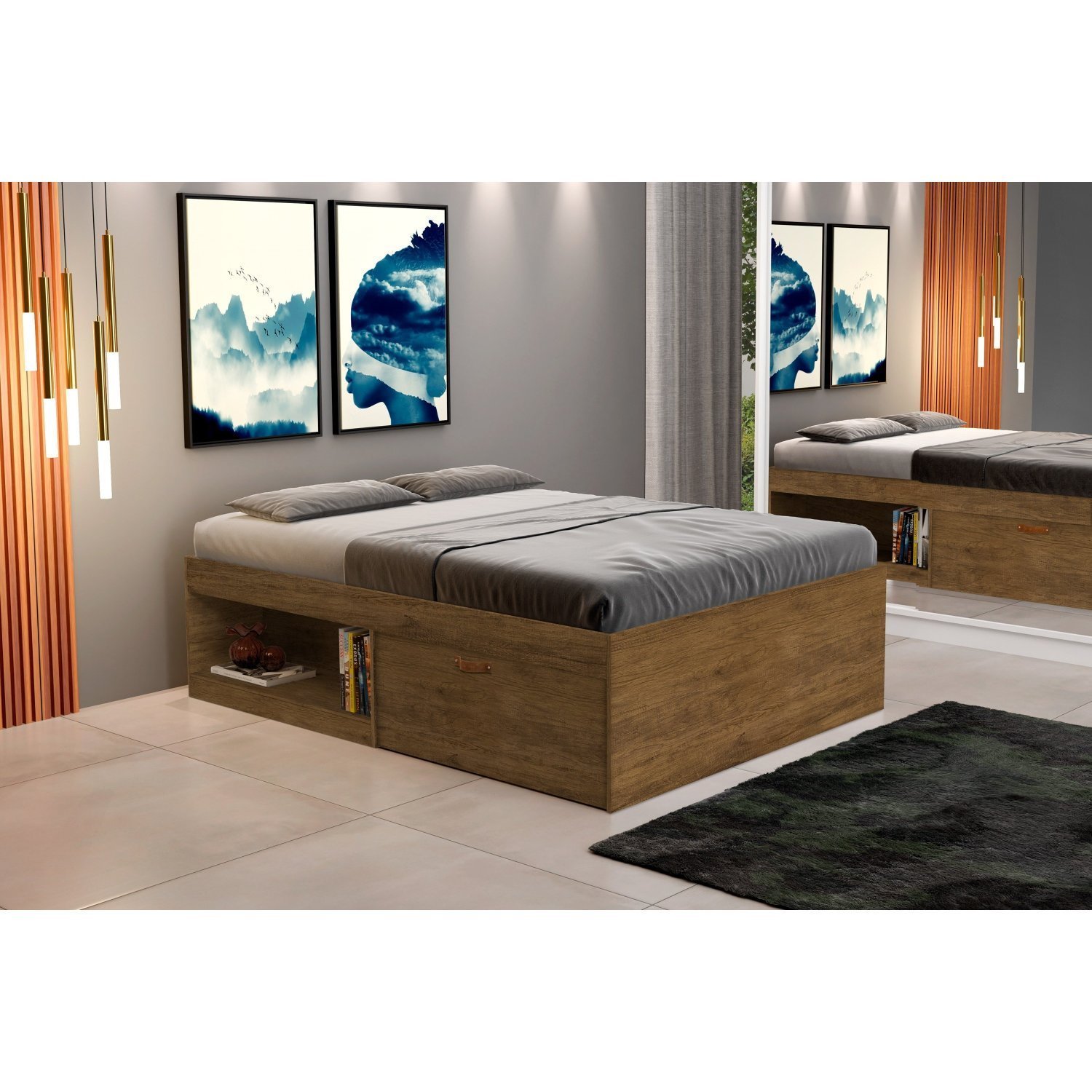 Cama Casal com 2 Sapateiras e 2 Nichos Laura Yescasa - 6