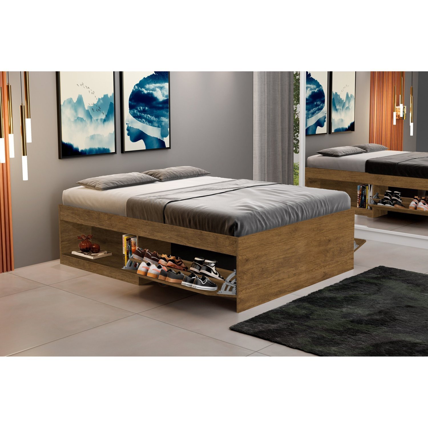 Cama Casal com 2 Sapateiras e 2 Nichos Laura Yescasa - 3