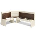 Ver imagem 2 de Conjunto de Bancos com Mesa em Madeira Maciça Branco Envelhecido