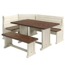 Ver imagem 1 de Conjunto de Bancos com Mesa em Madeira Maciça Branco Envelhecido