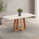 Ver imagem 1 de Mesa de Jantar 6 Lugares 160cm Tampo MDF Canto Reto Lisa