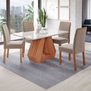 Ver imagem 1 de Mesa de Jantar 4 Lugares Ágata Clarice com Vidro Cinamomo/off White/nude - Cimol
