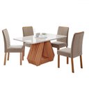 Ver imagem 3 de Mesa de Jantar 4 Lugares Ágata Clarice com Vidro Cinamomo/off White/nude - Cimol