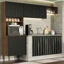 Ver imagem 1 de Armário de Cozinha Compacta Quiosque 235cm Rustic/preto Gourmet Madesa 01 Rustic/preto