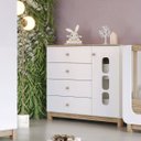 Ver imagem 7 de Cômoda 4 Gavetas e Porta com Vidro - Aconchego - Branco / Jequitibá Hp
