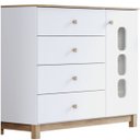 Ver imagem 5 de Cômoda 4 Gavetas e Porta com Vidro - Aconchego - Branco / Jequitibá Hp