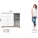 Ver imagem 2 de Cômoda 4 Gavetas e Porta com Vidro - Aconchego - Branco / Jequitibá Hp