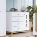 Ver imagem 1 de Cômoda 4 Gavetas e Porta com Vidro - Aconchego - Branco / Jequitibá Hp