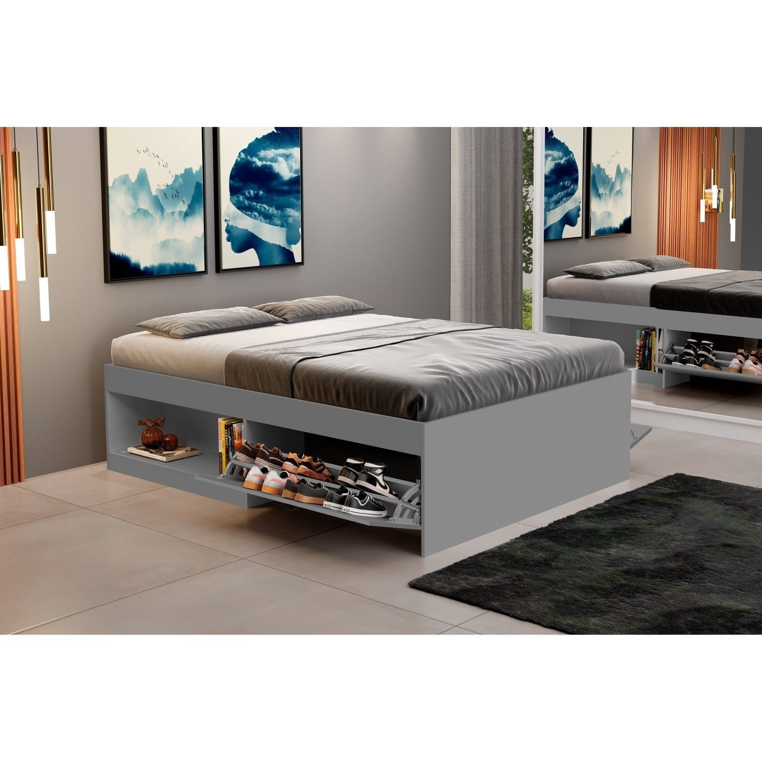 Cama Casal com Sapateira e Nicho Laura Yescasa | MadeiraMadeira
