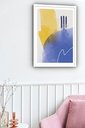 Ver imagem 2 de Quadro Decorativo Abstrato Amarelo Azul - 70x50cm:moldura Branca