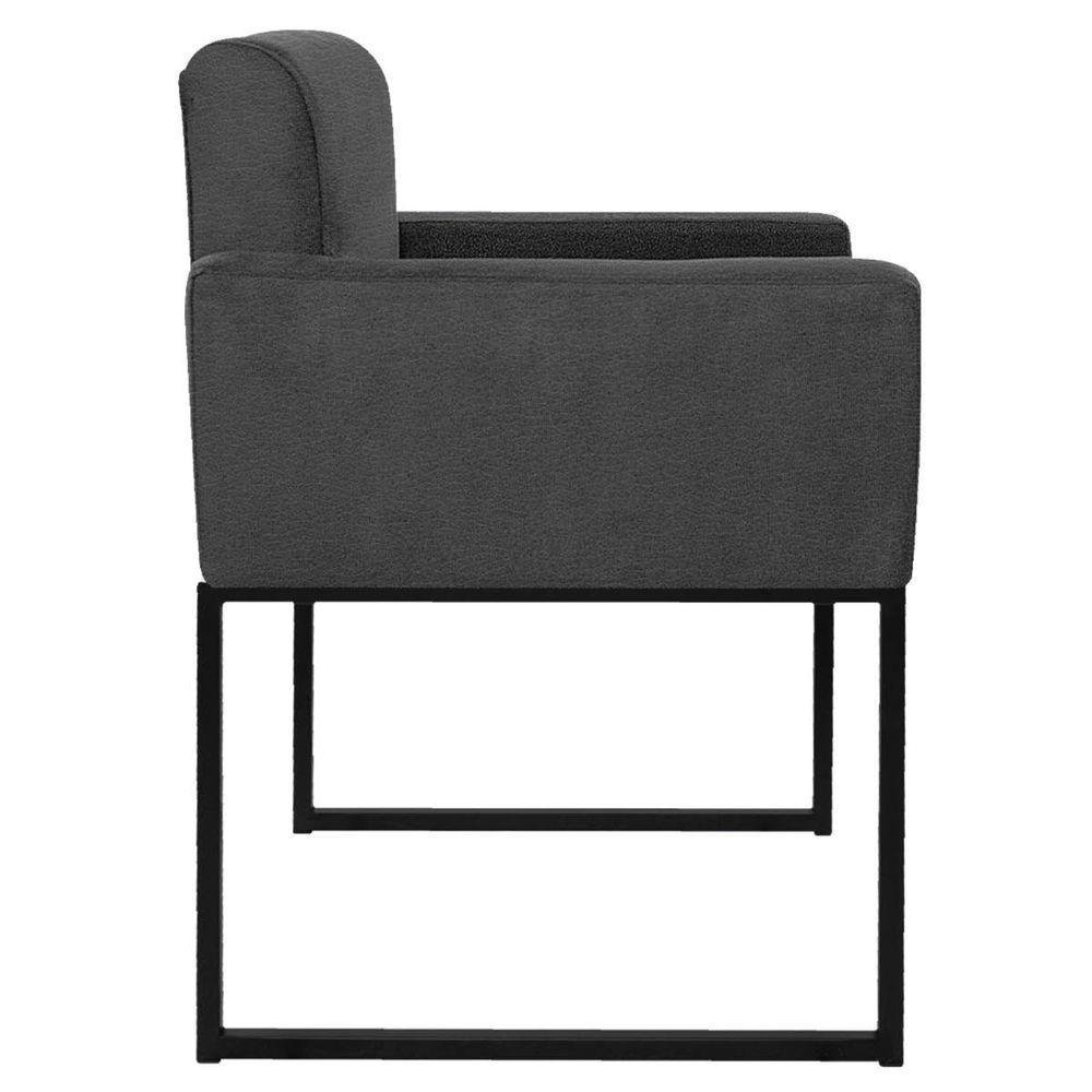 Kit 02 Poltronas Base De Ferro Preto Doce Sonho Cor Cinza - 4