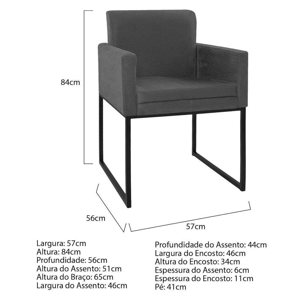 Kit 02 Poltronas Base De Ferro Preto Doce Sonho Cor Cinza - 3