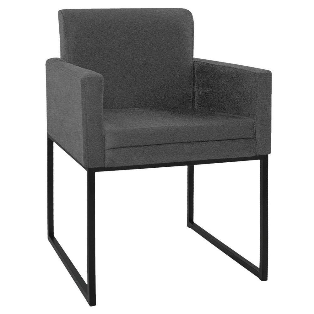 Kit 02 Poltronas Base De Ferro Preto Doce Sonho Cor Cinza - 6